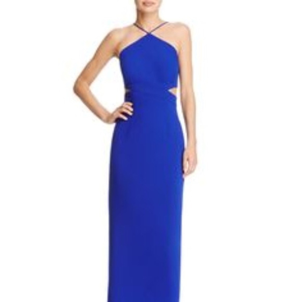 Aidan Mattox Cutout Crepe Gown in Royal Blue